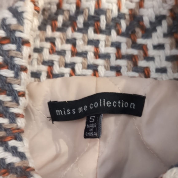 Miss Me Cream and Brown Plaid Pea Coat - Picture 2 of 5